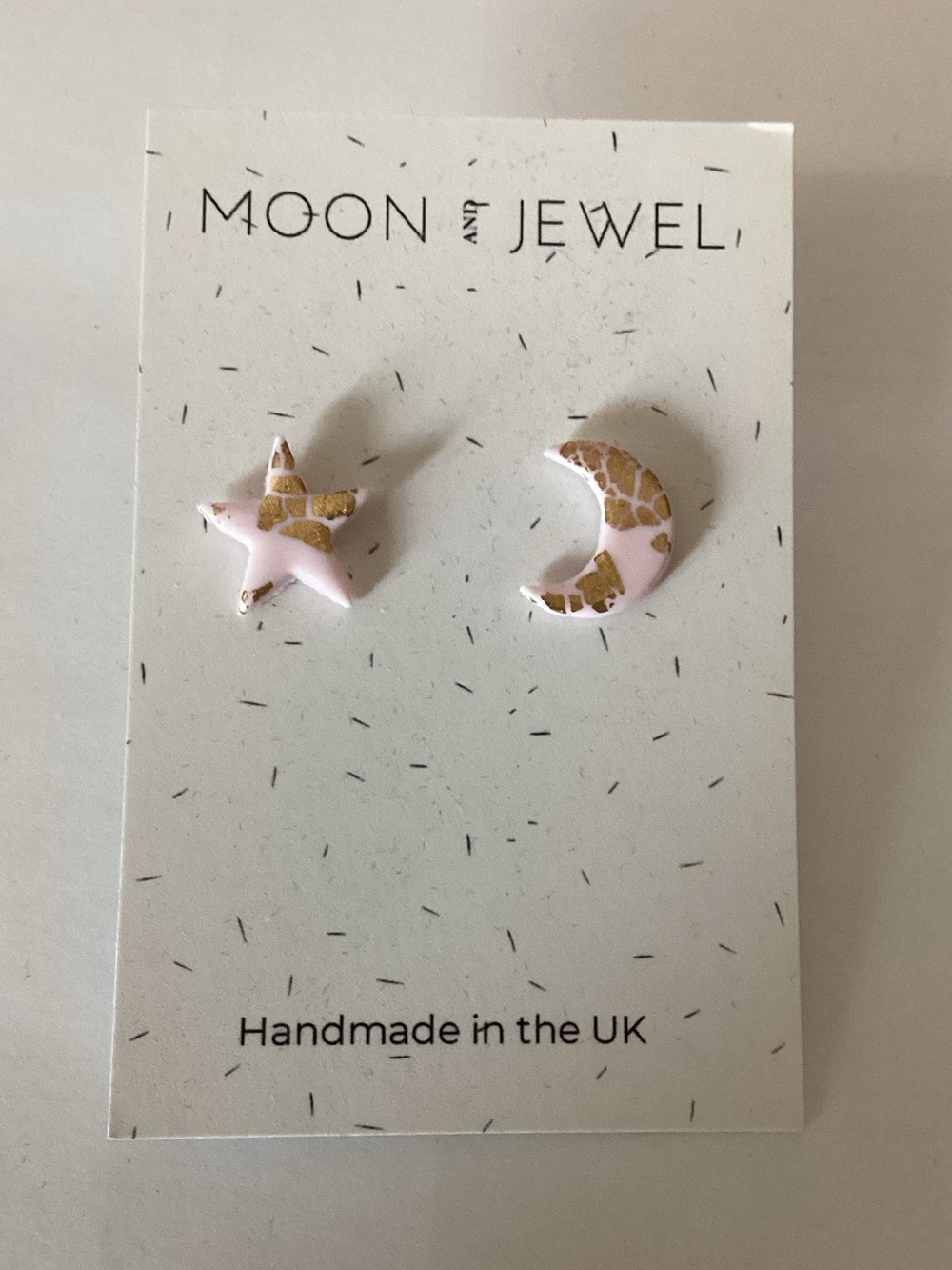 Moon‎ and Jewel Pink Star & Moon Earrings
